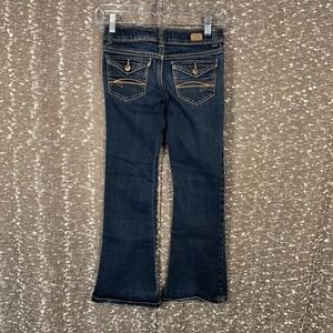 Jordache Denim Dark Wash Blue Flare Jeans Embroidered Pockets Girl's Youth 10